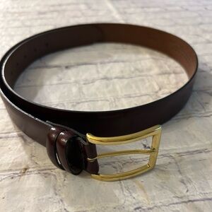 HANDCRAFTED IN AMERICA LEATHER /BONDED LEATHER CORDOVAN BRASS BUCKLE MEN BELT 42